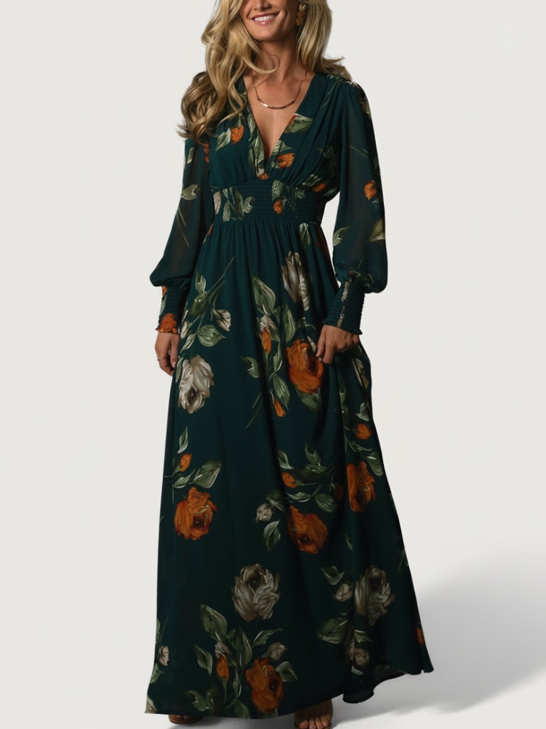 Baltic Born Olivia Maxi Dress | Deep Topaz Floral Size Ss
